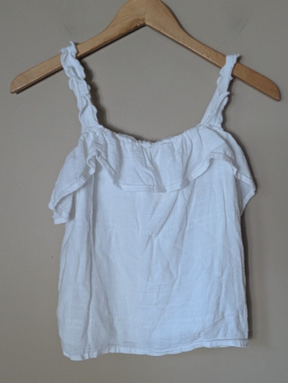 abercrombie kids White Ruffle-Strap Tank